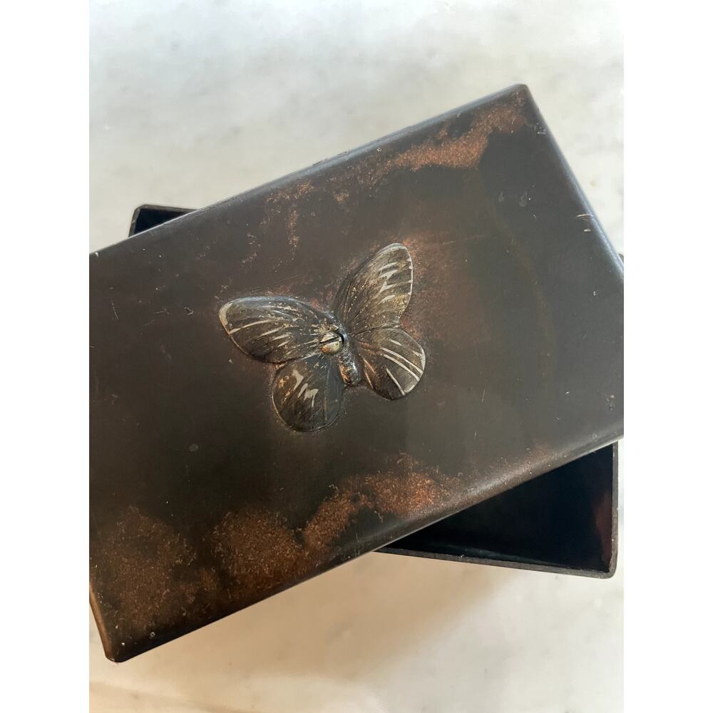 Vintage Jan Barboglio Butterfly Giving Box Iron Trinket Box Signed Mexico